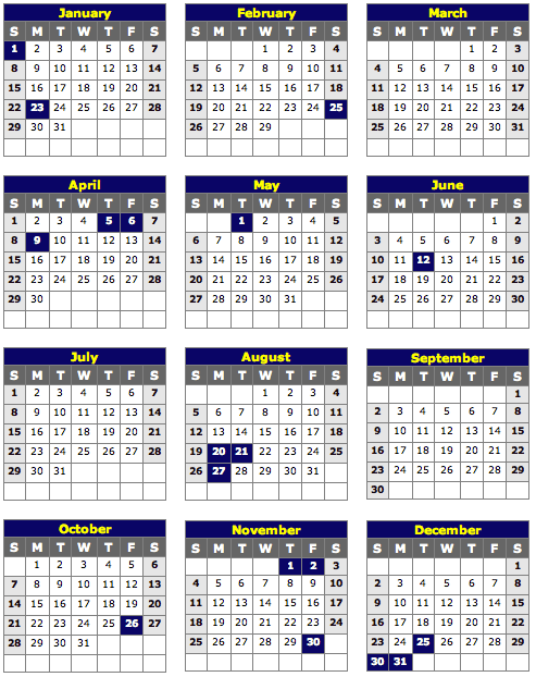 Philippine Holiday Calendar 2012