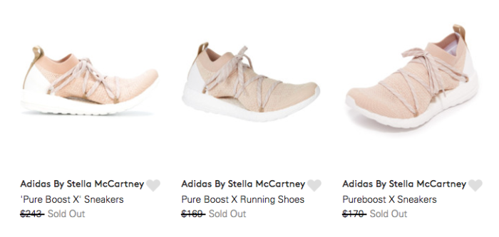 Sold out in official Adidas online stores